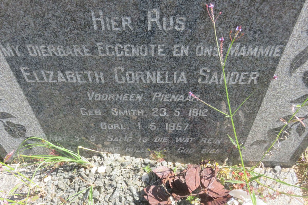 SANDER Elizabeth Cornelia formerly PIENAAR nee SMITH 1912-1957