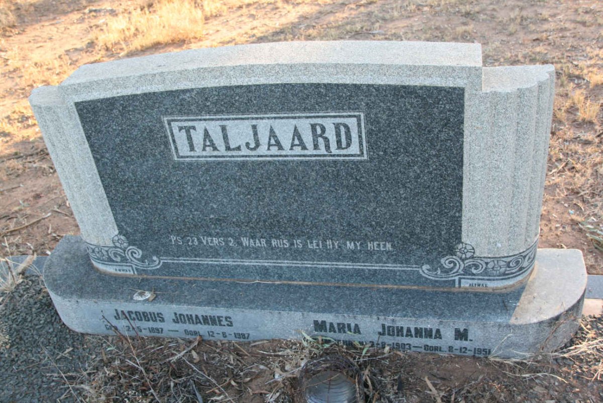 TALJAARD Jacobus Johannes 1897-1987 & Maria Johanna M. 1903-1951