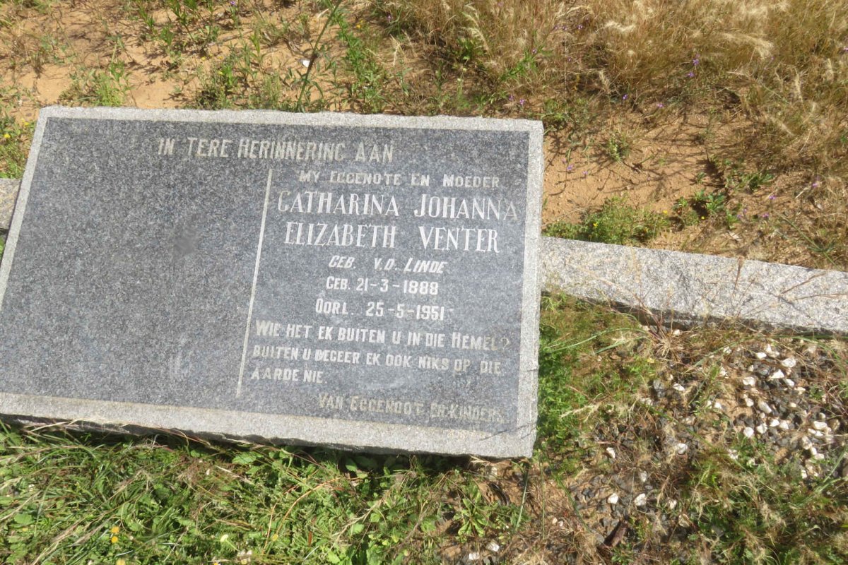 VENTER Catharina Johanna Elizabeth nee V.D. LINDE 1888-1951