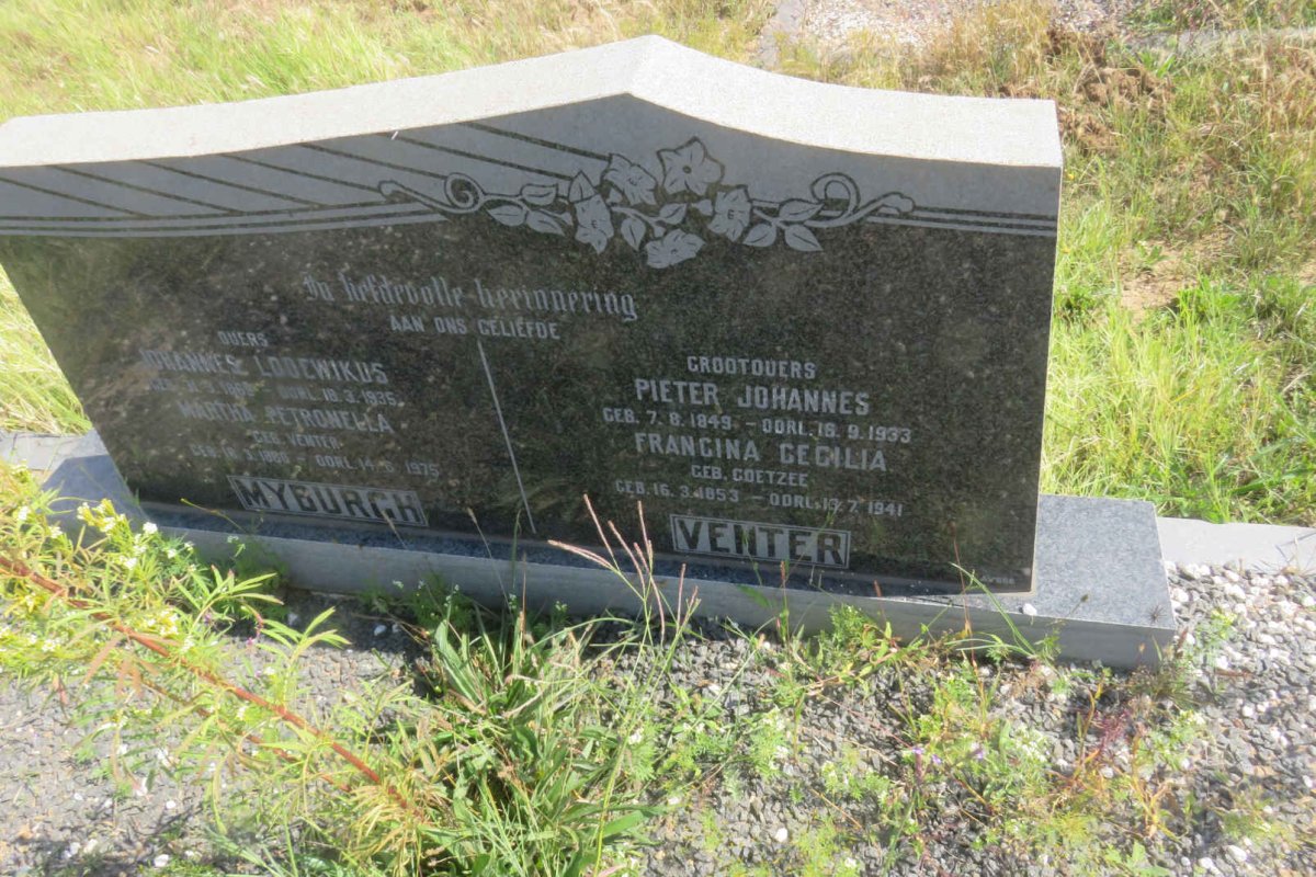 MYBURGH Johannes Lodewikus 1869-1935 &amp; Martha Petronella VENTER 1880-1975