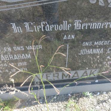 VERMAAK Jan Abraham 1912-1971 &amp; Johanna Cornelia Magdalena 1912-2005 _1
