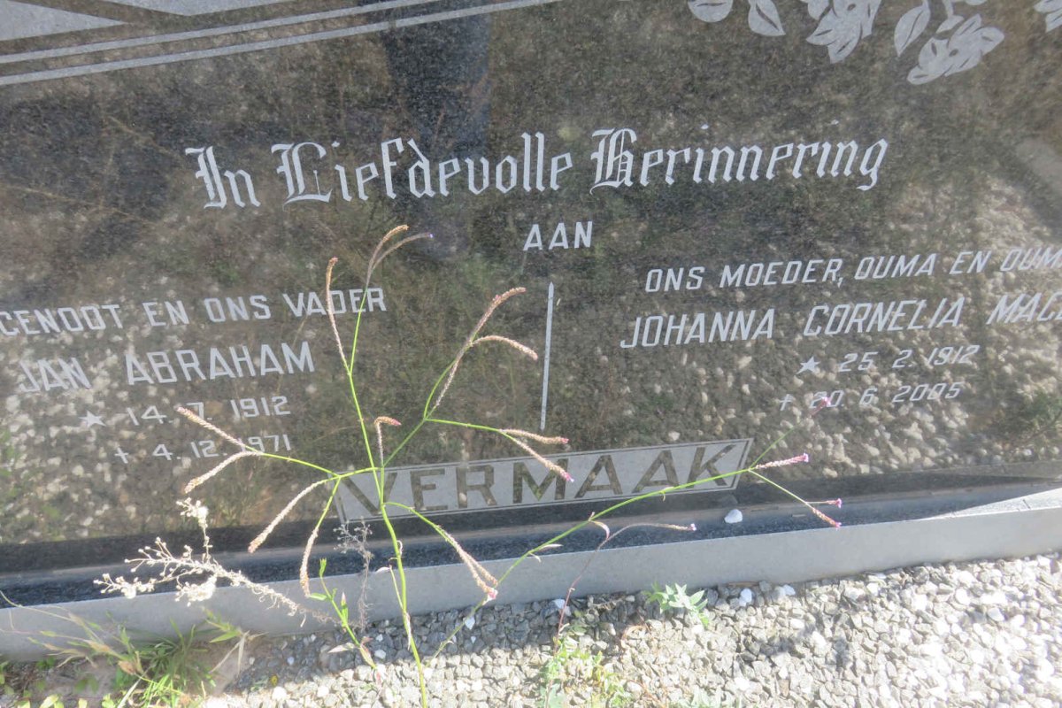 VERMAAK Jan Abraham 1912-1971 &amp; Johanna Cornelia Magdalena 1912-2005 _1