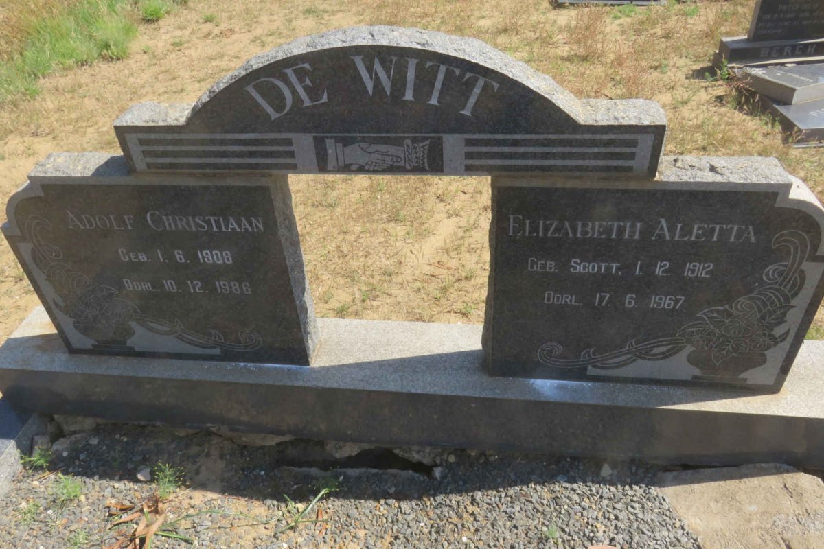 WITT Adolf Christiaan, de 1908-1986 &amp; Elizabeth Aletta SCOTT 1912-1967