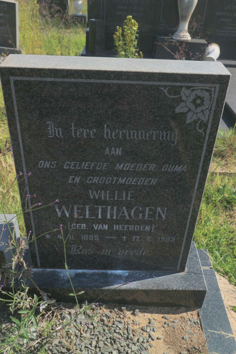 WELTHAGEN Willie nee VAN HEERDEN 1895-1983