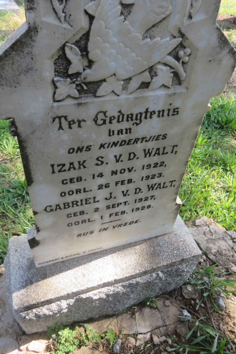 WALT Izak S., v.d. 1922-1923 :: V.D. WALT Gabriel J. 1927-1928