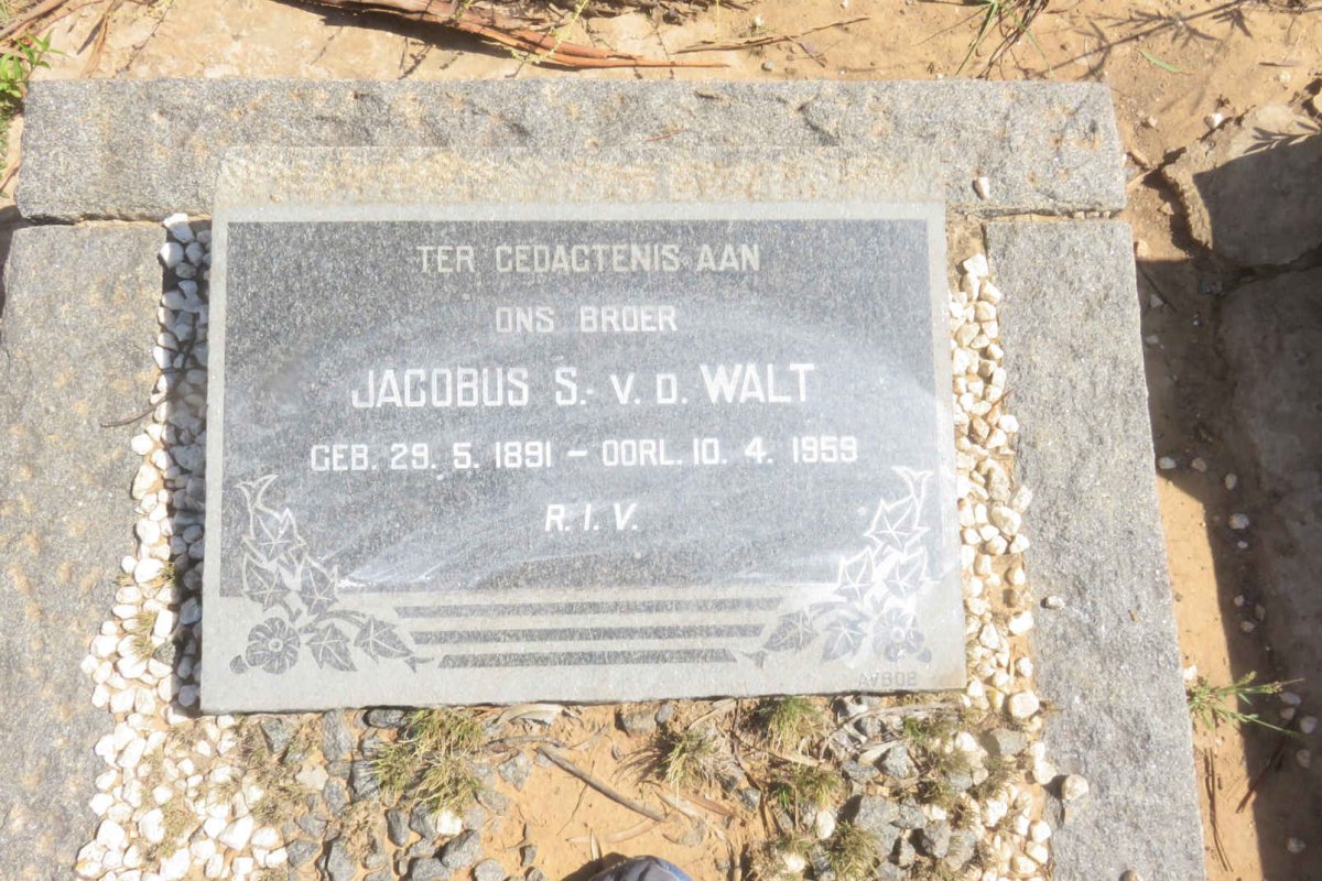 WALT Jacobus S., v.d. 1891-1959