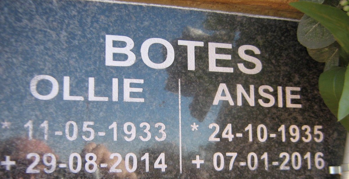 BOTES Ollie 1933-2014 &amp; Ansie 1935-2016