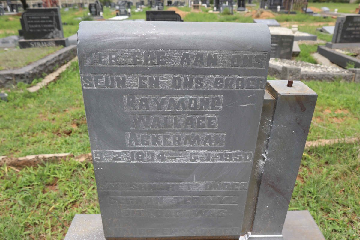 ACKERMAN Raymond Wallace 1934-1950