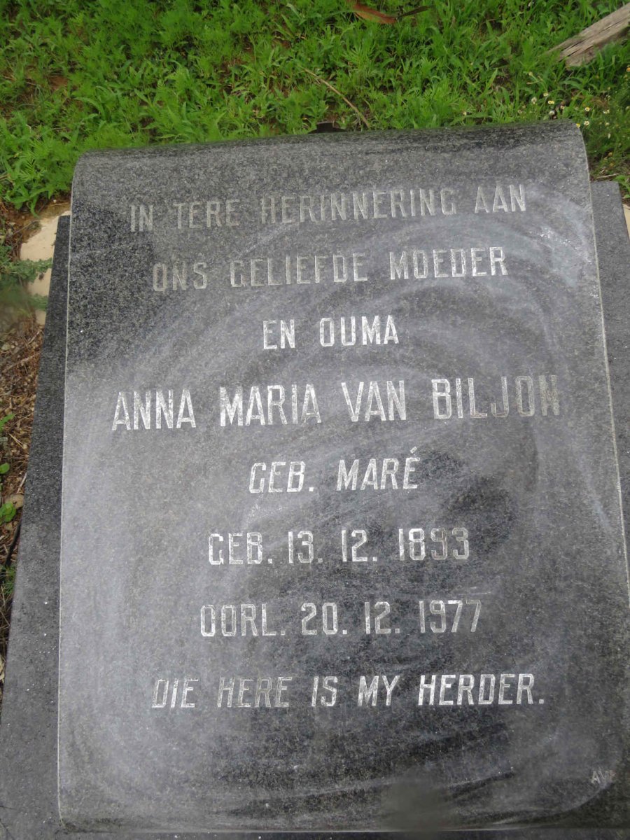 BILJON Anna Maria, van nee MARE 1893-1977