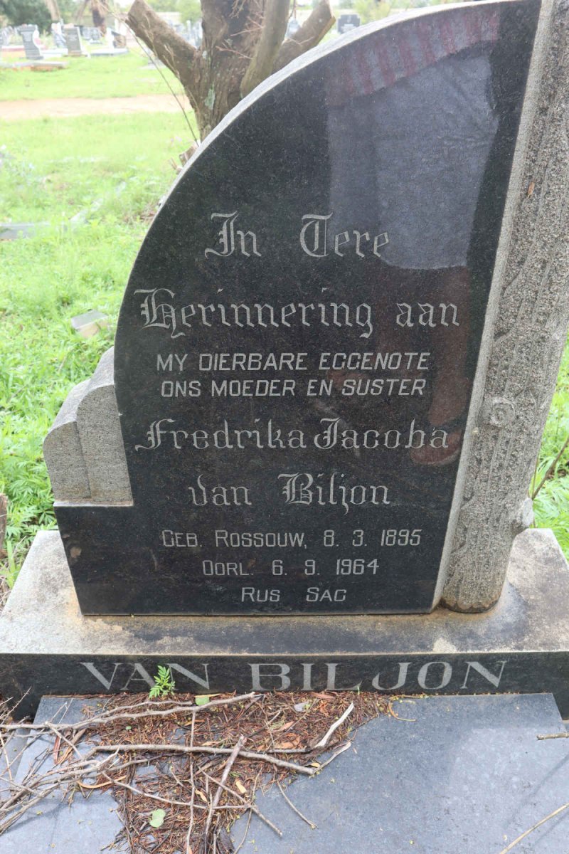BILJON Fredrika Jacoba, van nee ROSSOUW 1895-1964