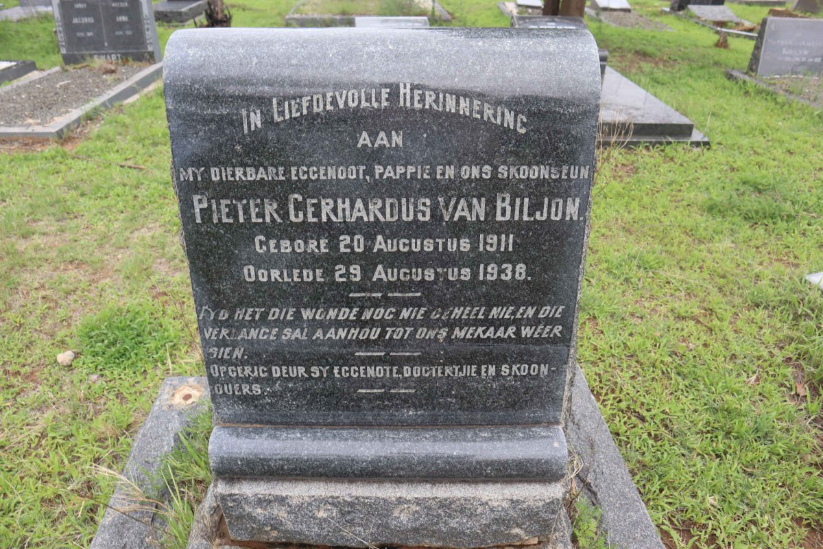BILJON Pieter Gerhardus, van 1911-1938