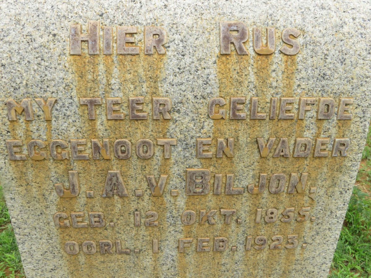 BILJON J.A., van 1855-1925