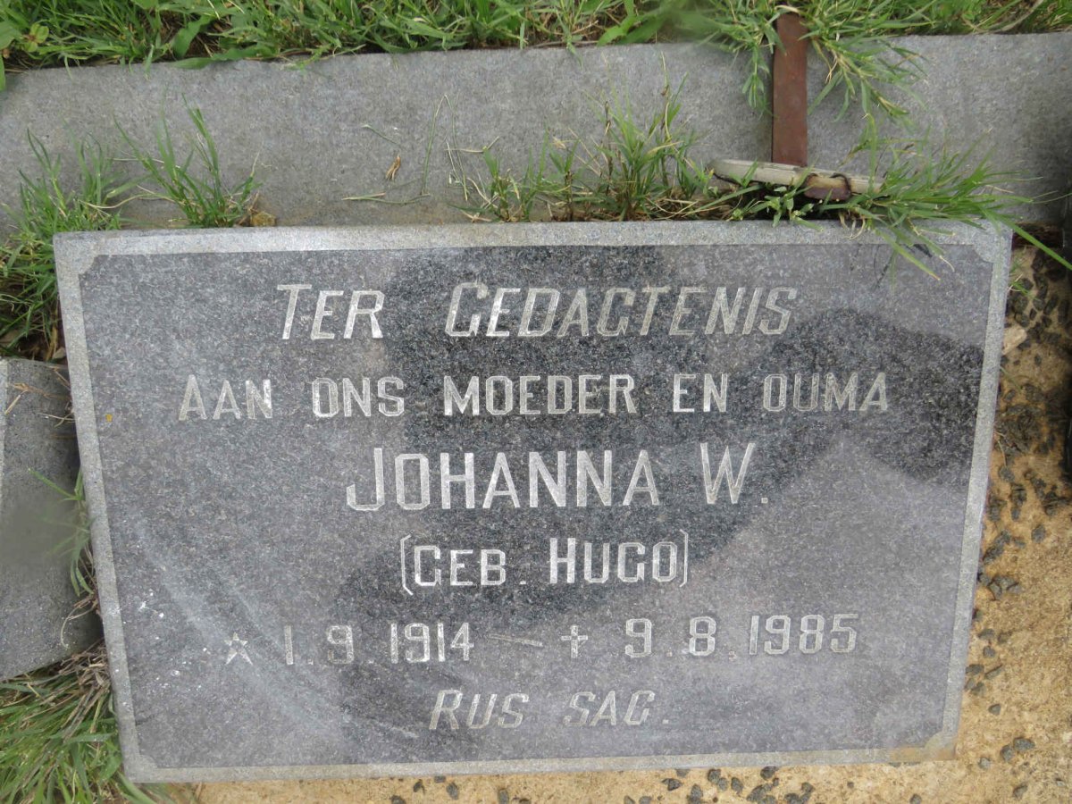 BOTHA Johanna W. nee HUGO 1914-1985