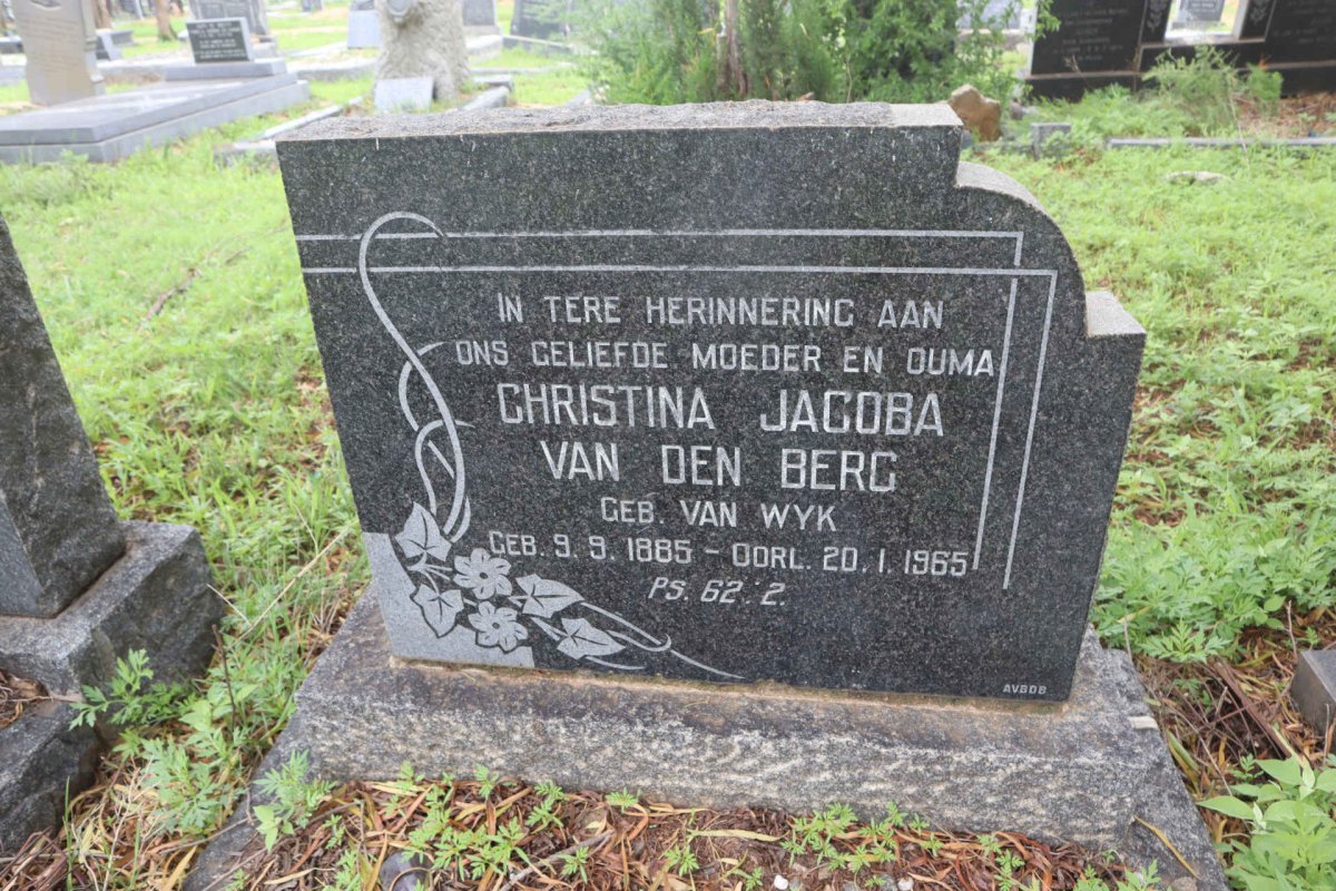 BERG Christina Jacoba, van den nee VAN WYK 1885-1965
