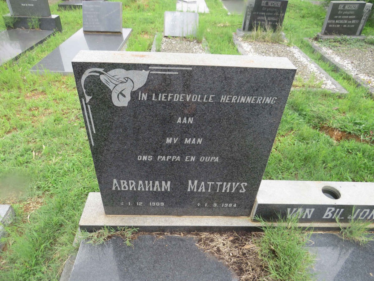 BILJON Abraham Matthys, van 1909-1984 