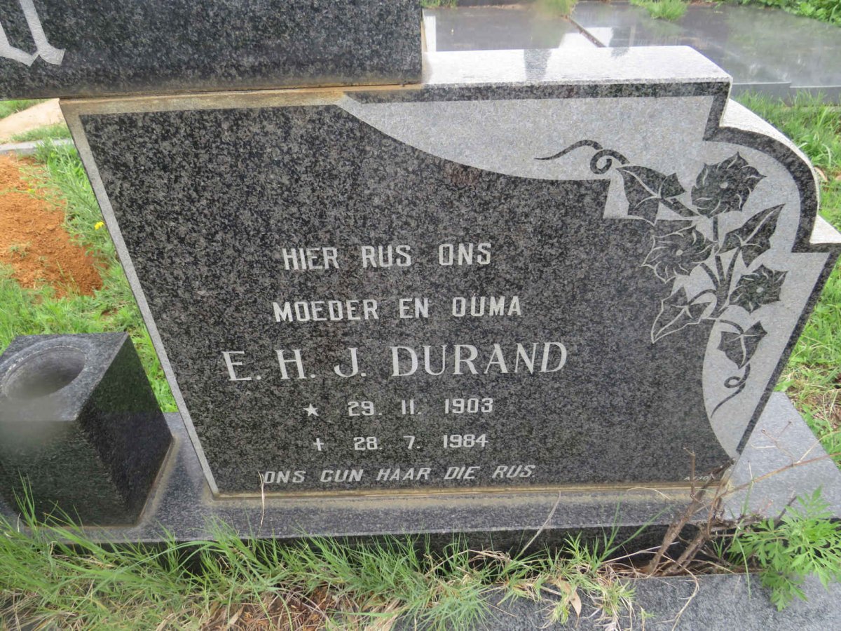 DURAND E.H.J. nee 1903-1984