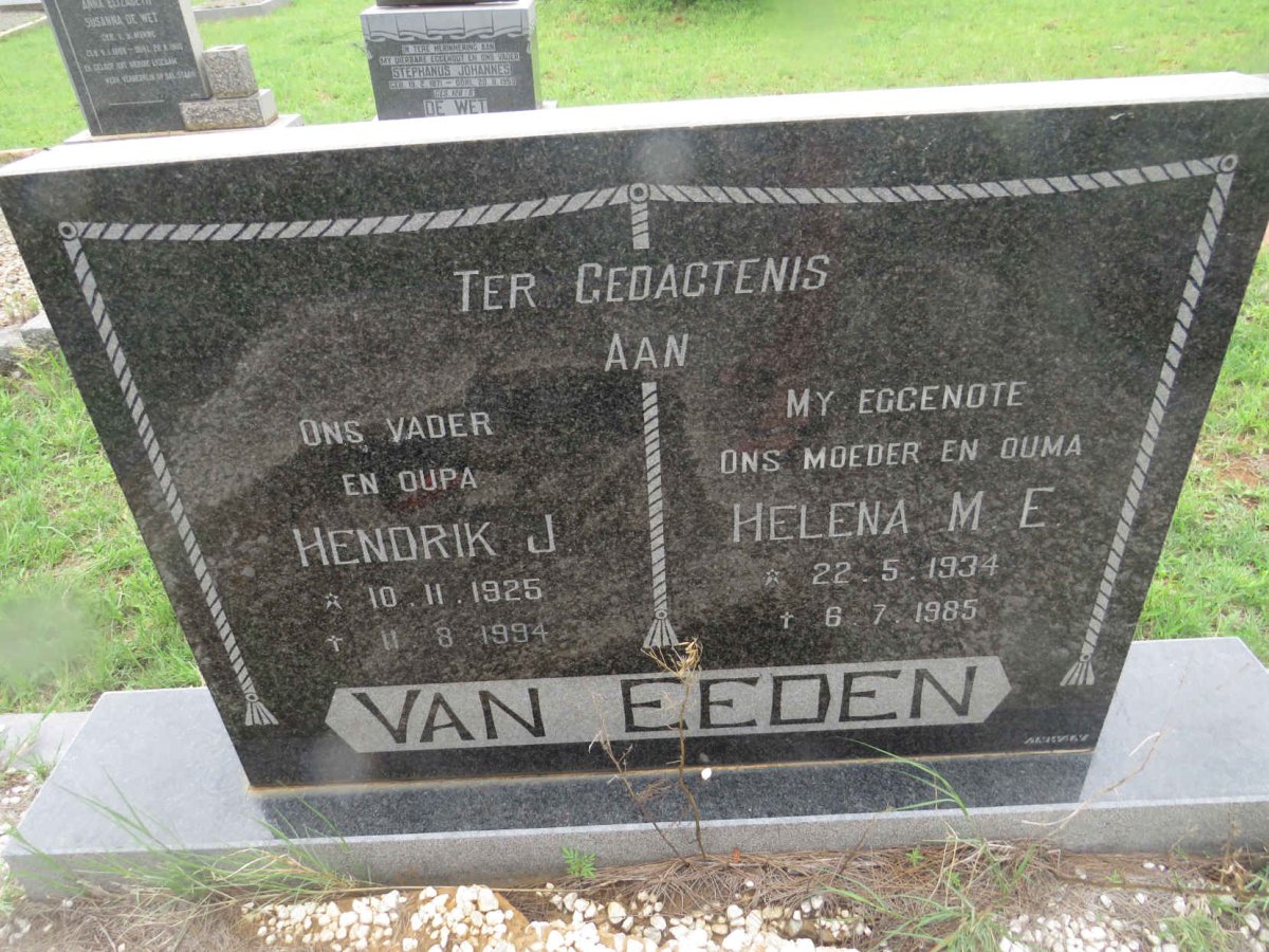 EEDEN Hendrik J., van 1925-1984 &amp; Helena M.E. 1934-1985