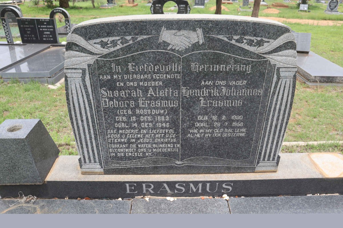 ERASMUS Hendrik Johannes 1880-1958 &amp; Susarah Aletta Debora ROSSOUW 1883-1946