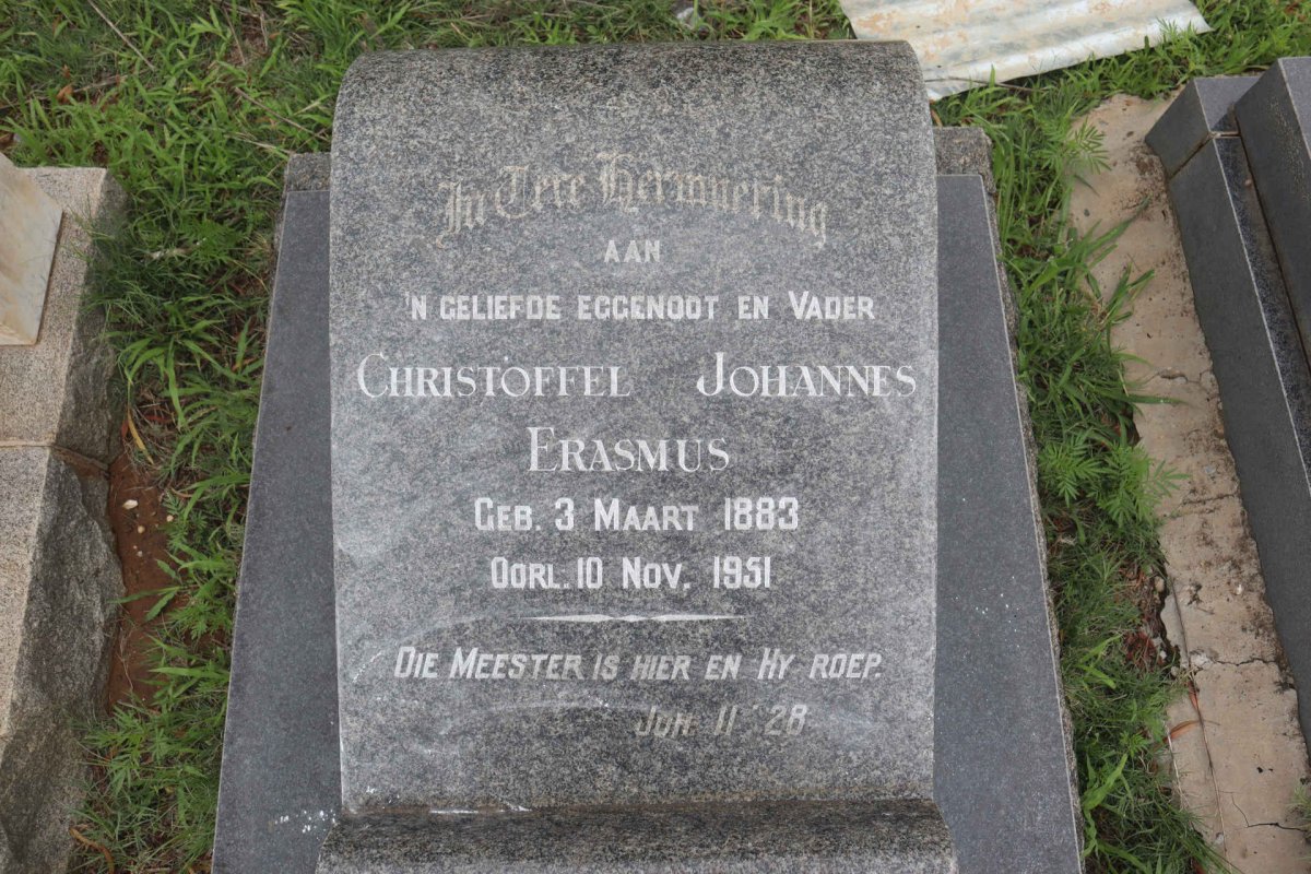 ERASMUS Christoffel Johannes 1883-1951