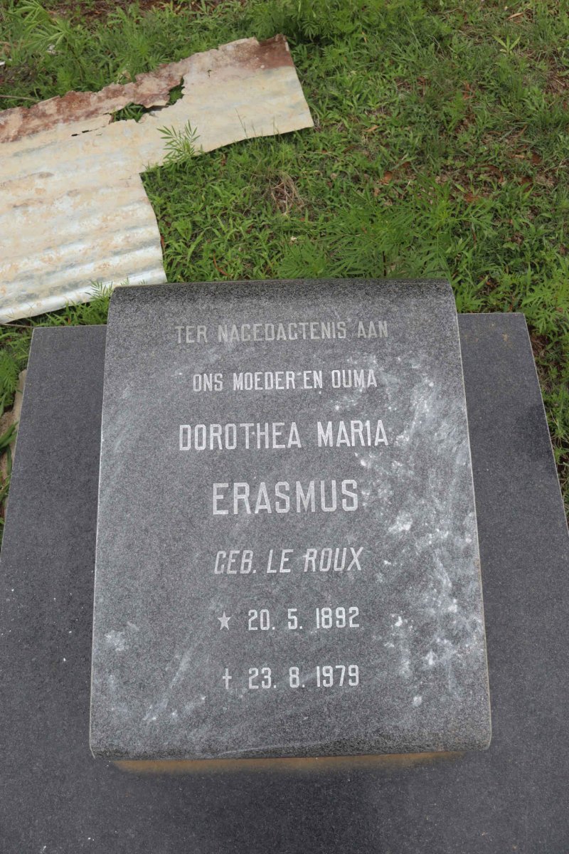 ERASMUS Dorothea Maria nee LE ROUX 1892-1979