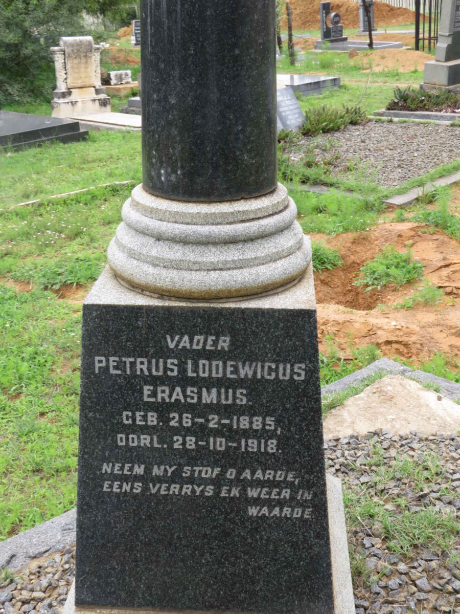 ERASMUS Petrus Lodewicus 1885-1918