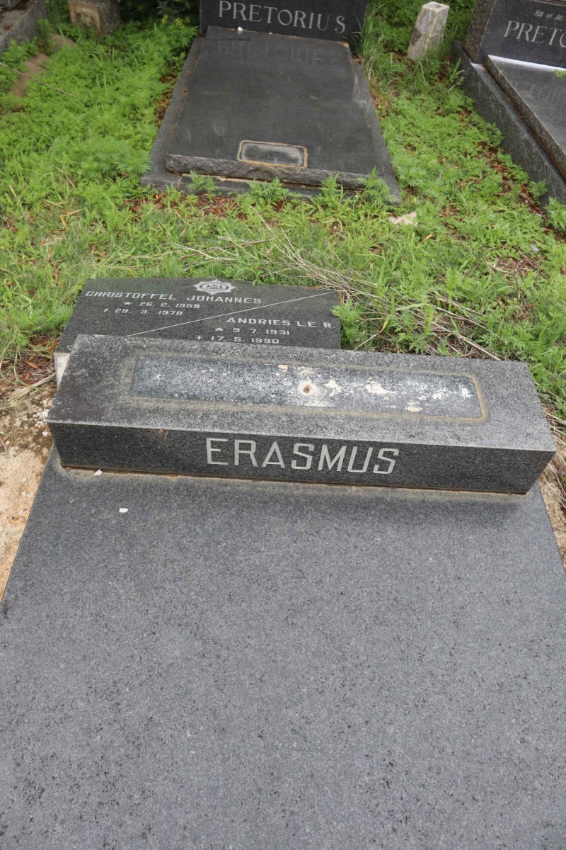 ERASMUS Andries Le R. 1931-1990 :: ERASMUS Christoffel Johannes 1959-1978