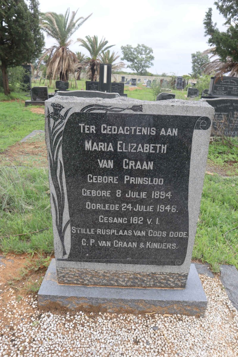 GRAAN Maria Elizabeth, van nee PRINSLOO 1894-1946