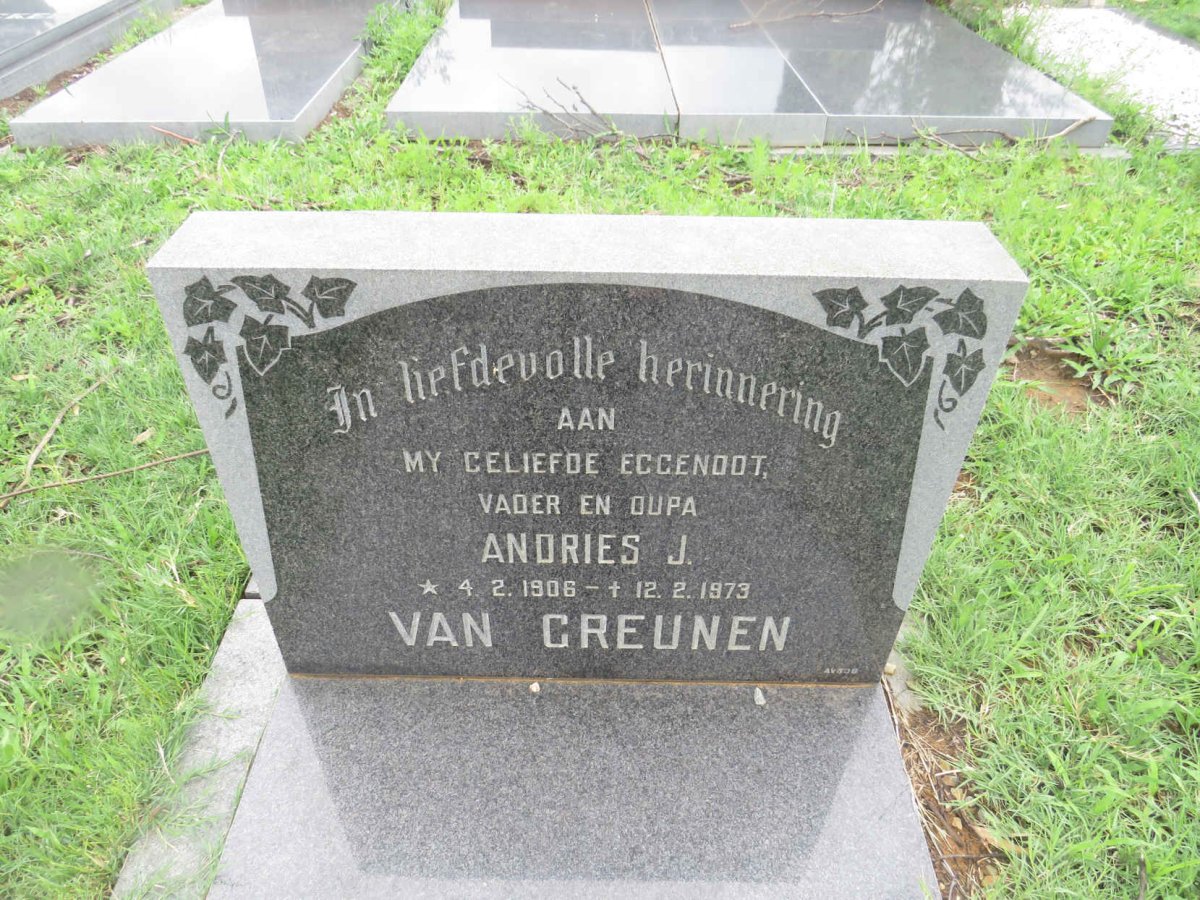 GREUNEN Andries J., van 1906-1973