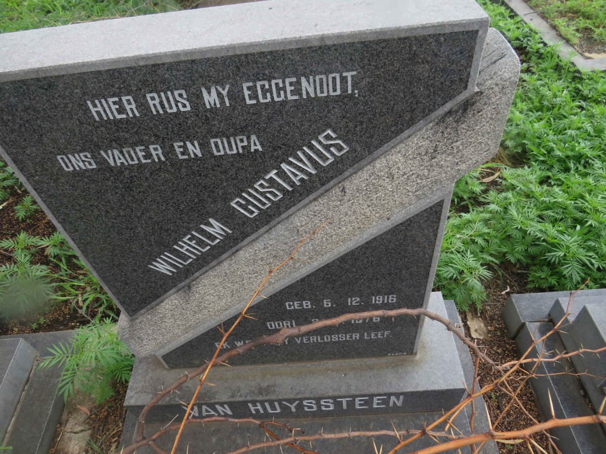 HUYSSTEEN Wilhelm Gustavus, van 1916-1976