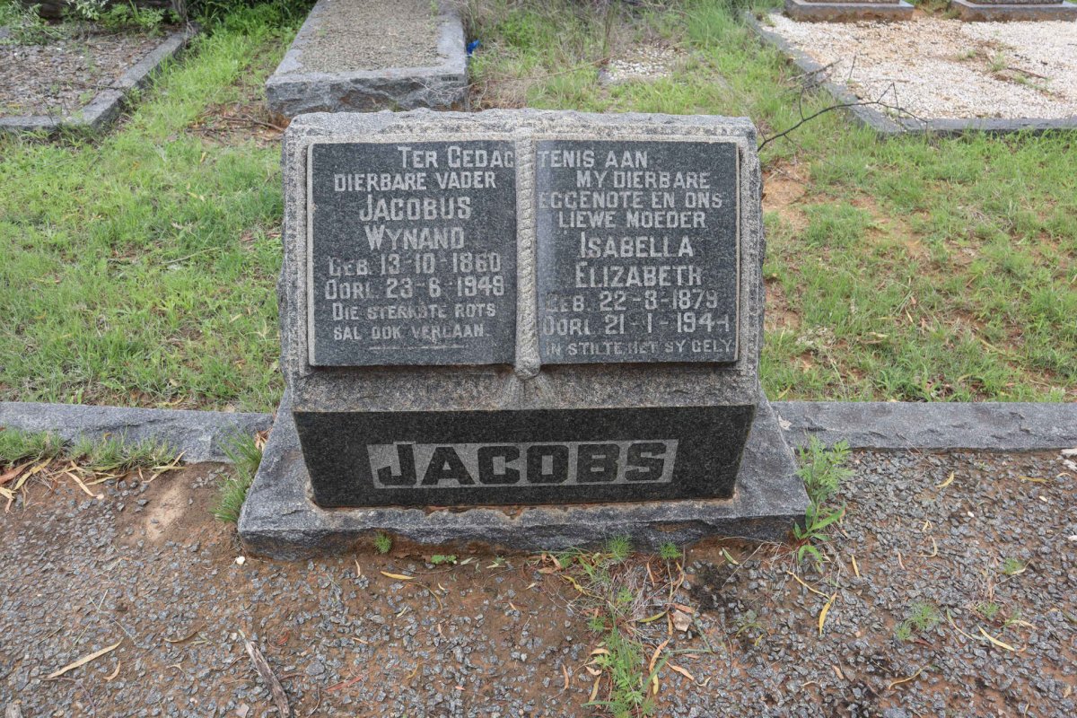 JACOBS Jacobus Wynand 1860-1949 &amp; Isabella Elizabeth 1879-1944