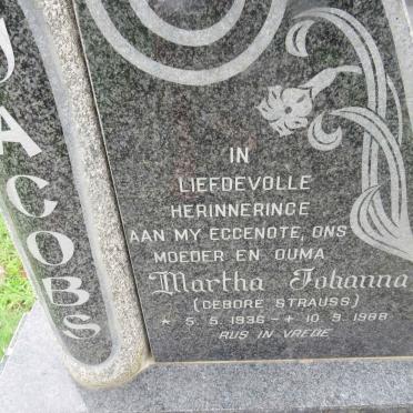 JACOBS Martha Johanna nee STRAUSS 1936-1988