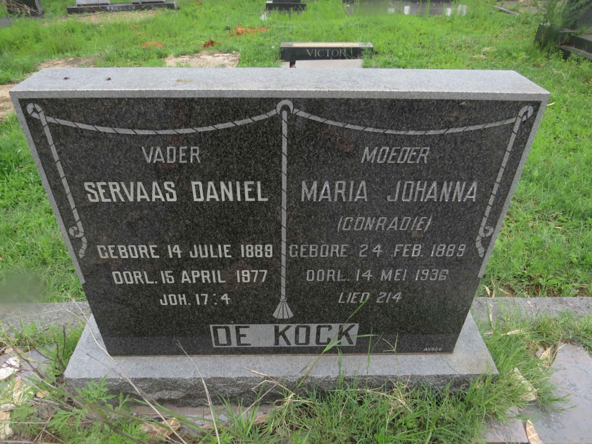 KOCK Servaas Daniel, de 1889-1977 &amp; Maria Johanna CONRADIE 1889-1936