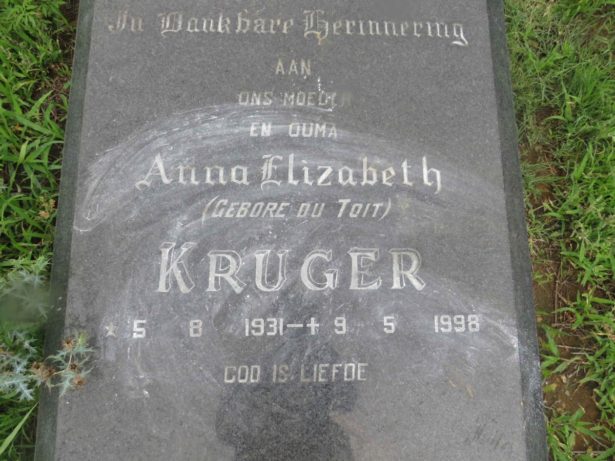 KRUGER Anna Elizabeth nee DU TOIT 1931-1998