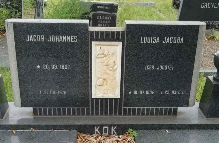 KOK Jacobus Johannes 1897 -1976 &amp; Louisa Jacoba JOOSTE 1896-1975