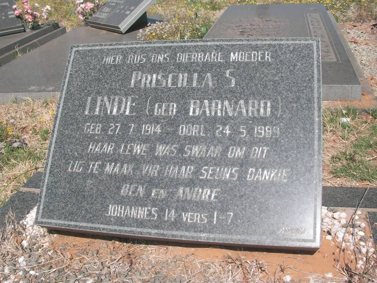 LINDE Priscilla S. nee BARNARD 1914-1999