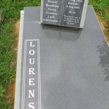 LOURENS Hester Hendrina Aletta nee ACKERMANN 1924-2021