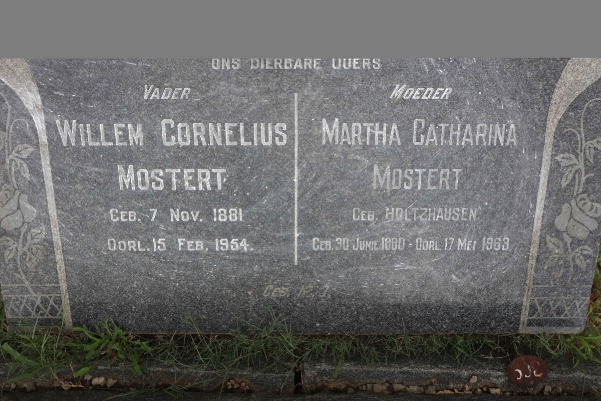 MOSTERT Willem Cornelius 1881-1954 &amp;  Martha Catharina HOLTZHAUSEN 1880-1963