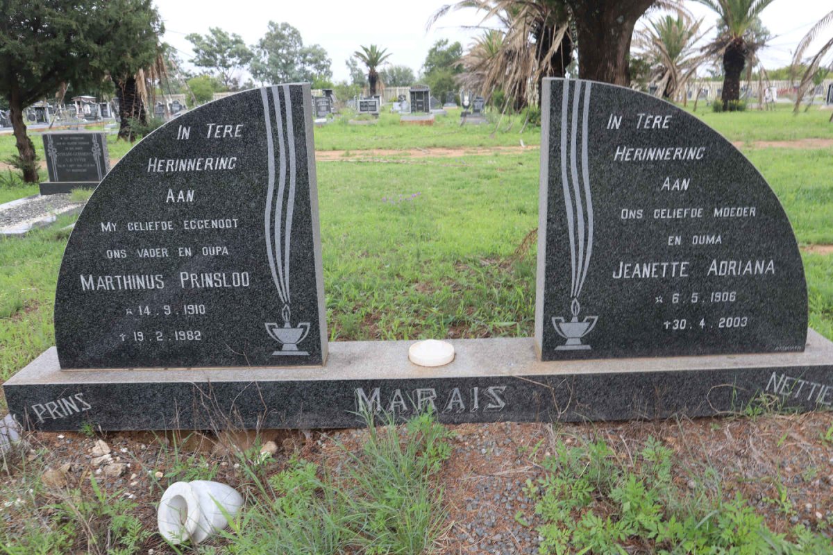 MARAIS Marthinus Prinsloo 1910-1982 &amp; Jeanette Adriana 1906-2003