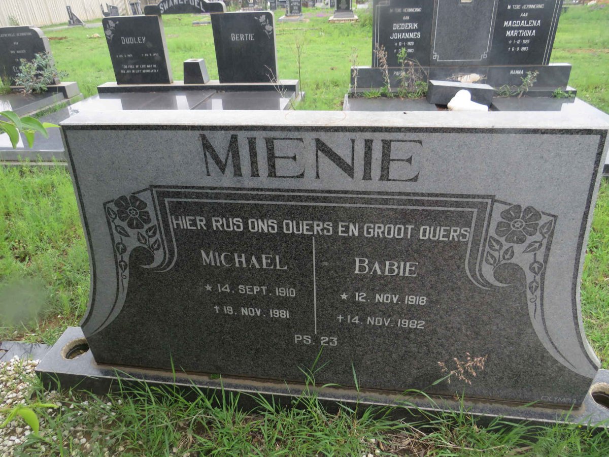 MIENIE Michael 1910-1981 &amp; Babie 1918-1982