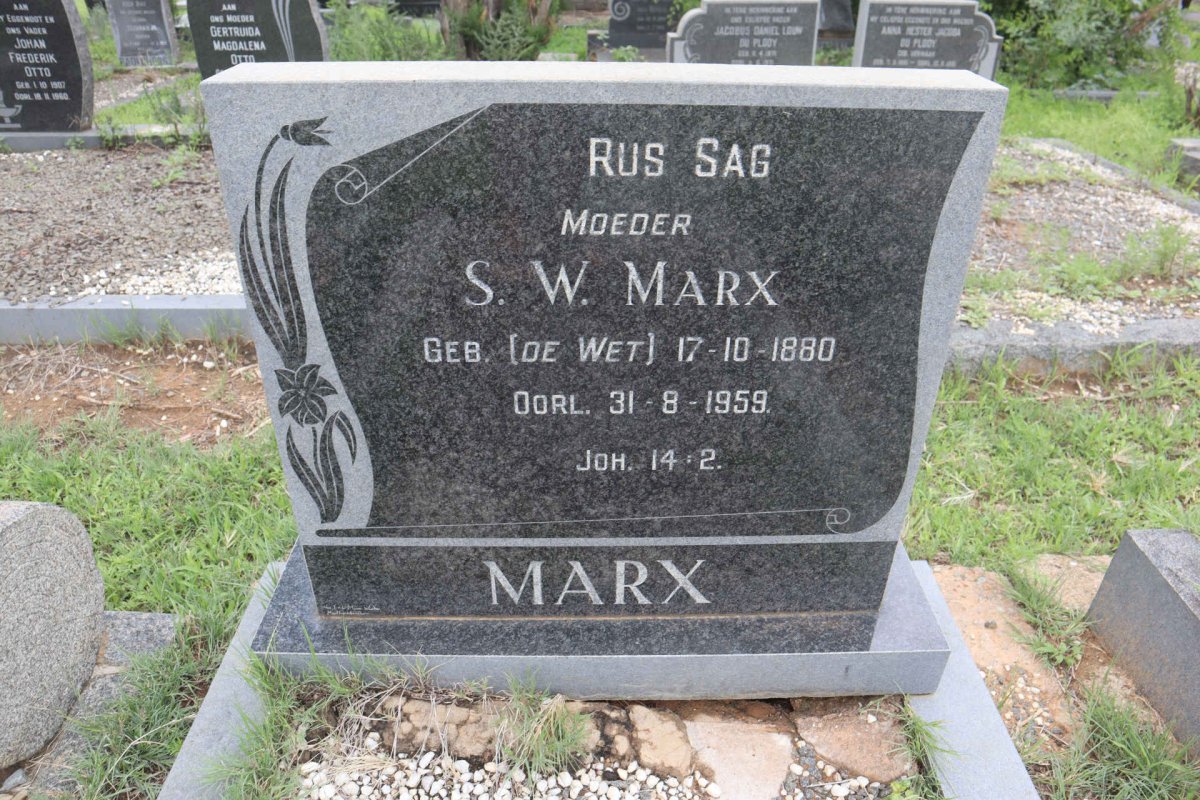 MARX S.W. nee DE WET 1880-1959
