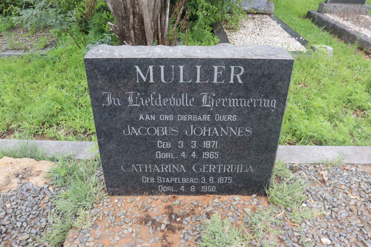 MULLER Jacobus Johannes 1871-1965 &amp; Catharina Gertruida STAPELBERG 1875-1960