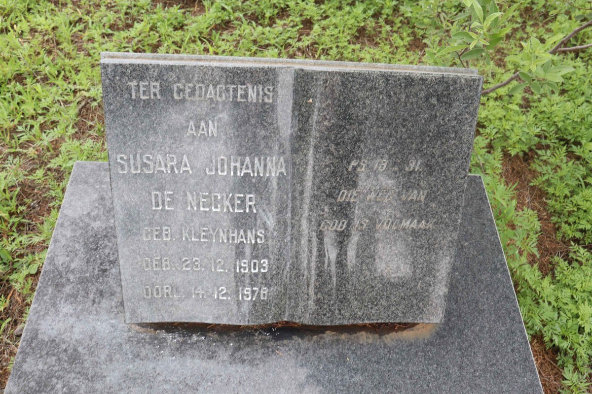 NECKER Susara Johanna, de nee KLEYNHANS 1903-1978
