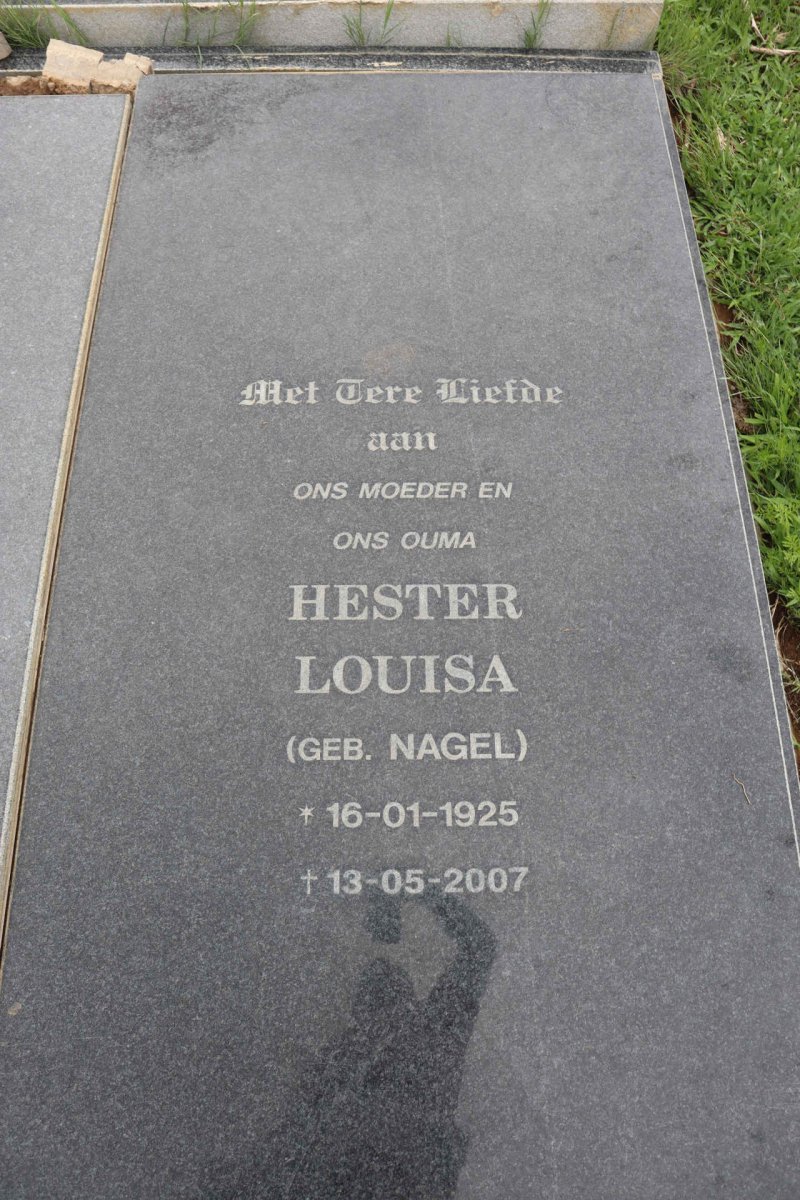 NAGEL Okkert Rudolph Hertzog 1918-2000 &amp; Hester Louisa NAGEL 1925-2007