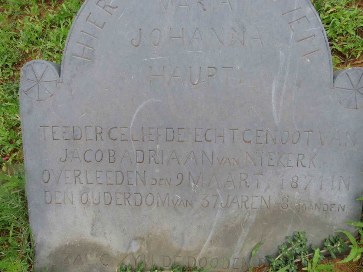 NIEKERK Maria Johanna, van nee HAUPT 1833-1871