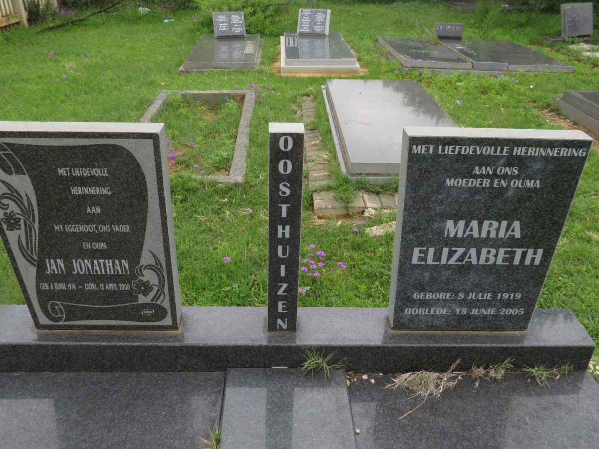 OOSTHUIZEN Jan Jonathan 1914-2000 &amp; Maria Elizabeth 1919-2005