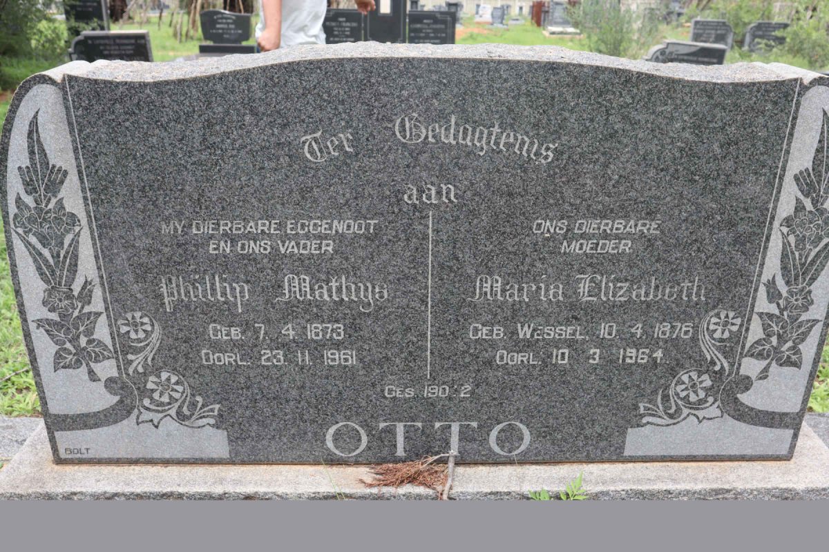 OTTO Phillip Mathys 1873-1961 &amp; Maria Elizabeth WESSEL 1876-1964