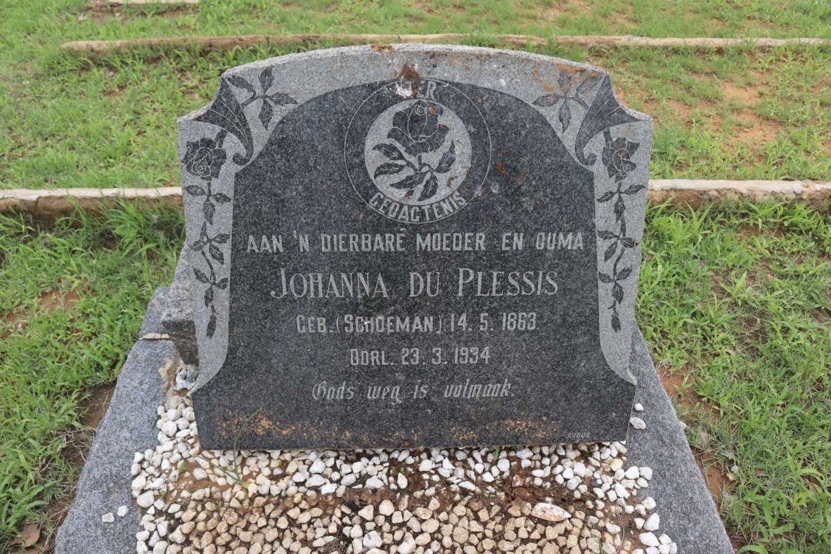 PLESSIS Johanna, du nee SCHOEMAN 1863-1934
