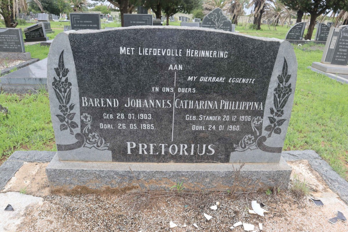 PRETORIUS Barend Johannes 1903-1985 &amp; Catharina Phillippina STANDER 1906-1960