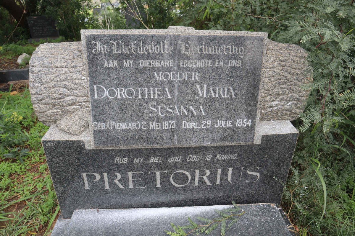 PRETORIUS Dorothea Maria Susanna nee PIENAAR 1873-1954