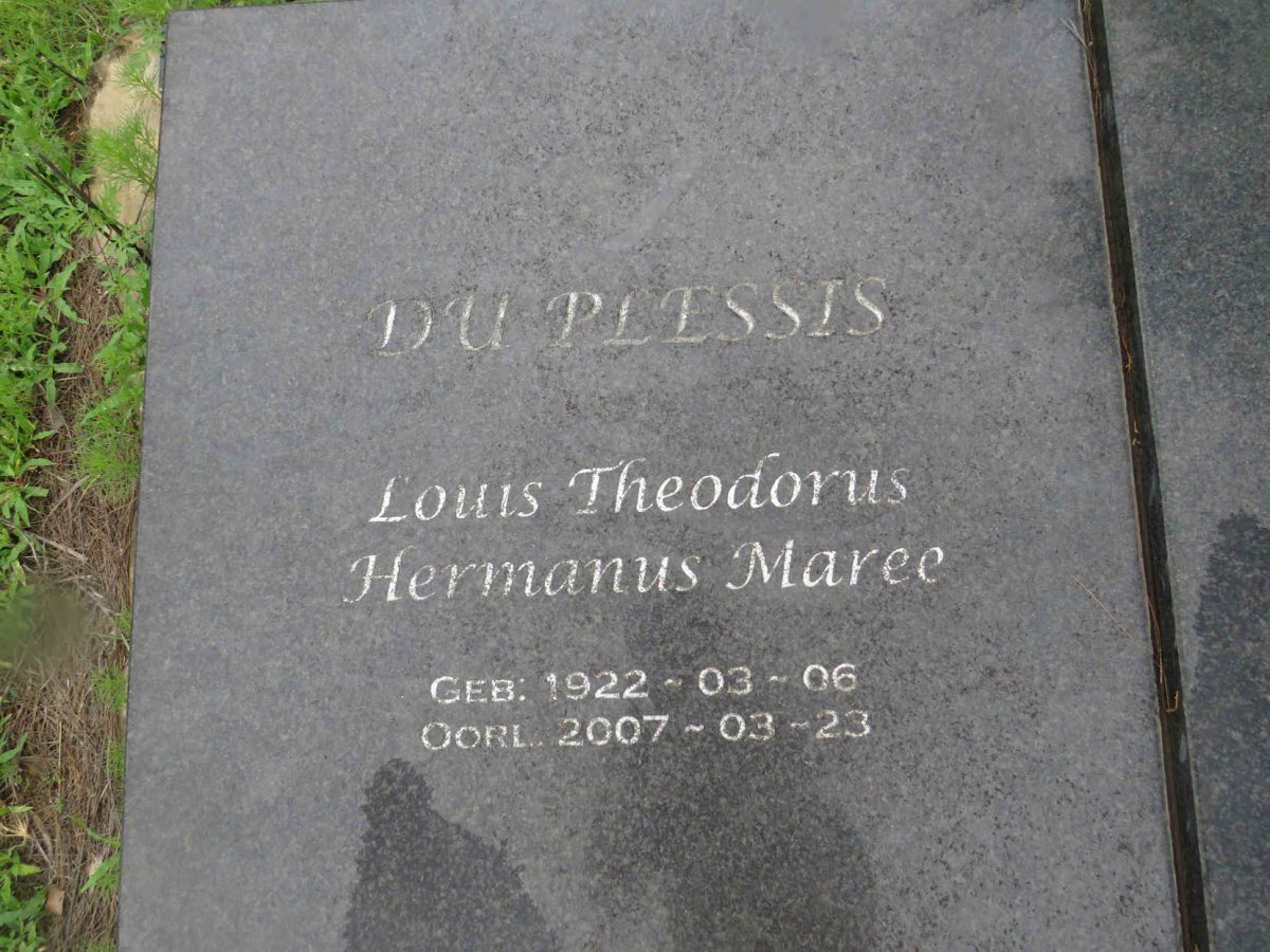 PLESSIS Louis Theodorus Hermanus Maree, du 1922-2007